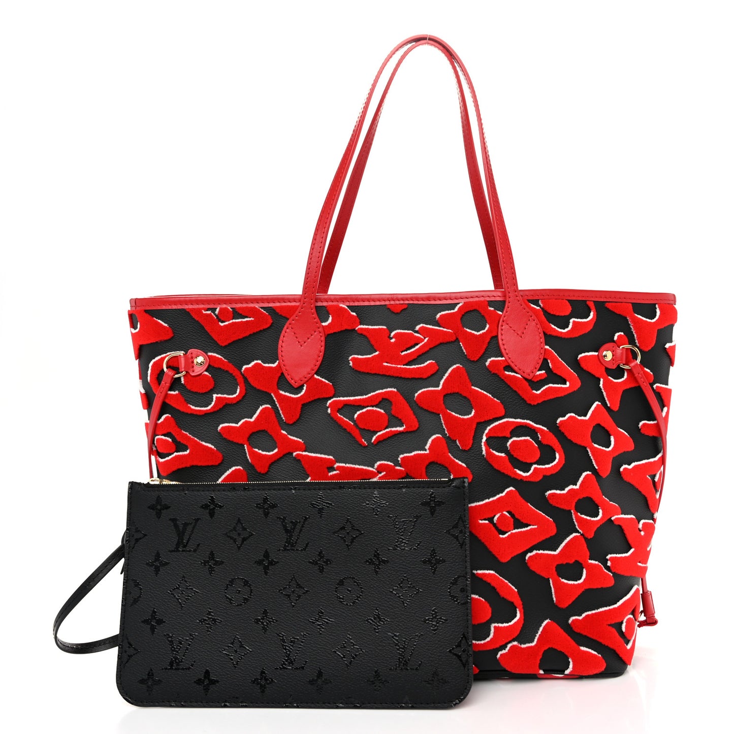 X UF Tufted Monogram Neverfull MM Black Red