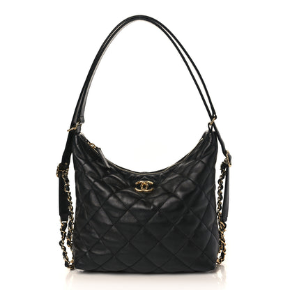 Chanel Lambskin Quilted Maxi Hobo Black 2 of 17