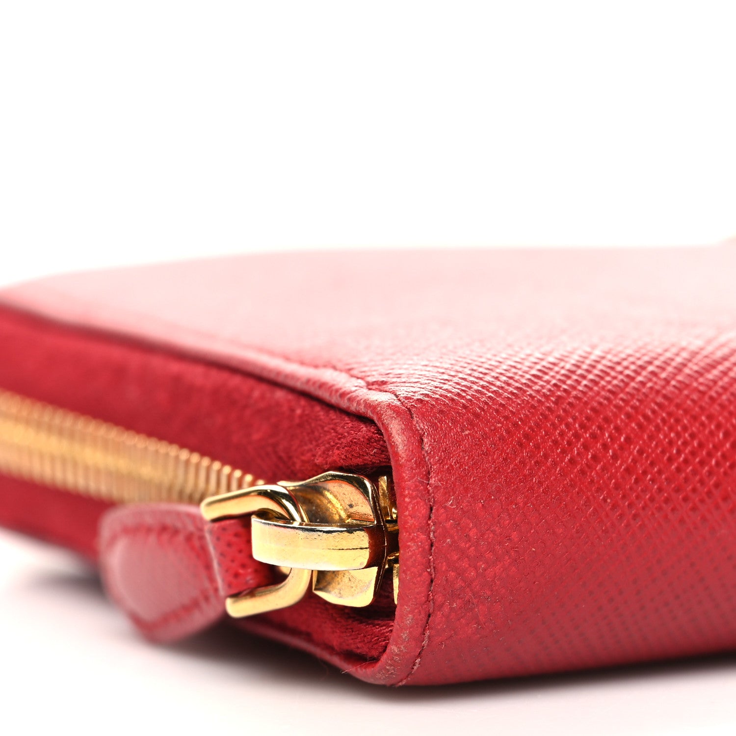 Prada Saffiano Metal Zip Around Wallet Fuoco 8 of 12