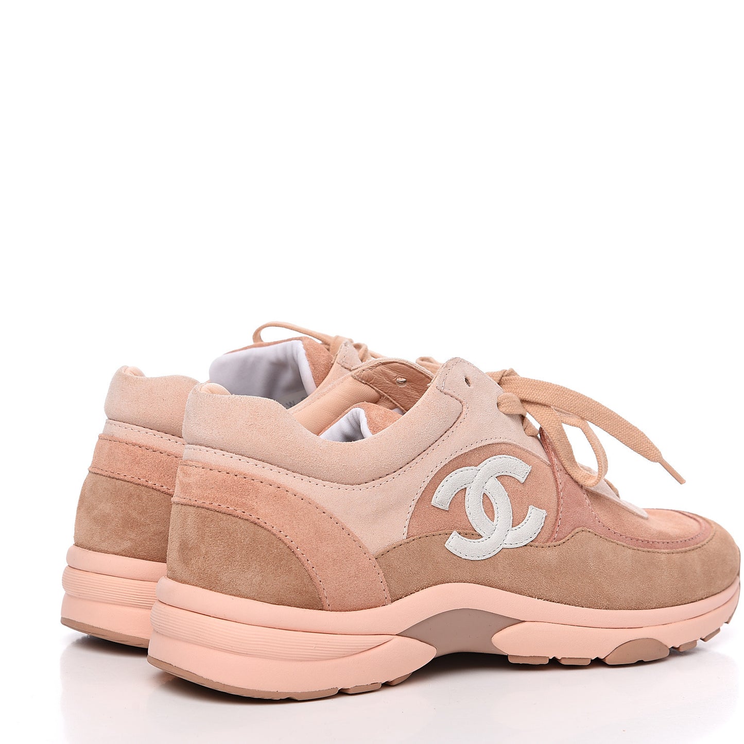 Nylon Lambskin Suede Calfskin CC Sneakers 39 Pink