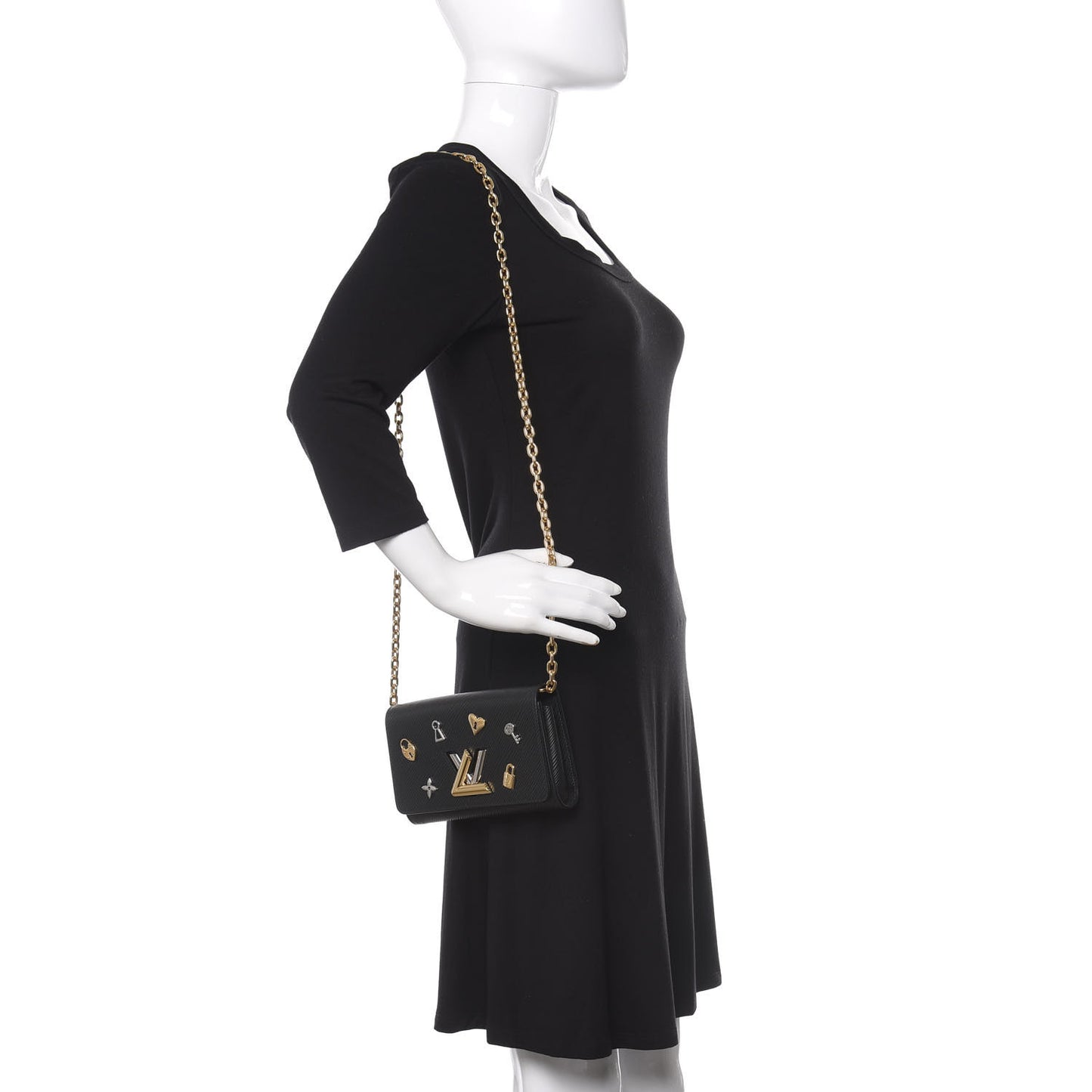 Epi Love Lock Twist Chain Wallet Black