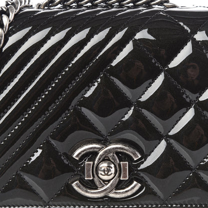 Chanel Patent Quilted Small Coco Boy Flap Black 9 of 10