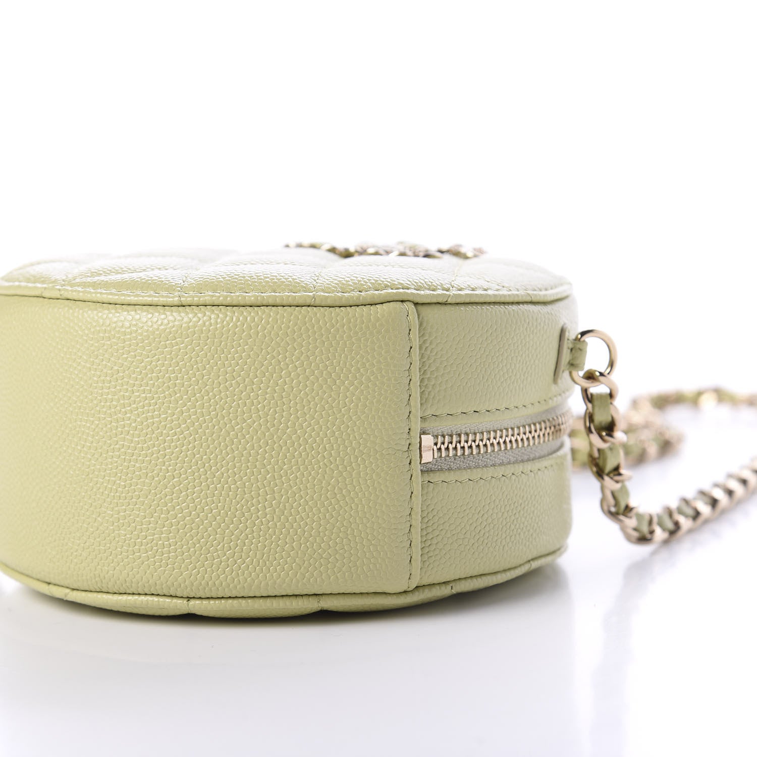 Chanel Caviar Quilted French New Wave Round Clutch With Chain Light Green 8 of 10
