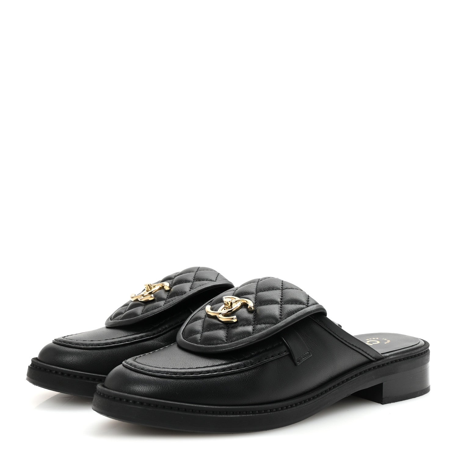 Chanel Lambskin Quilted CC Turnlock Mules 39 Black 4 of 10
