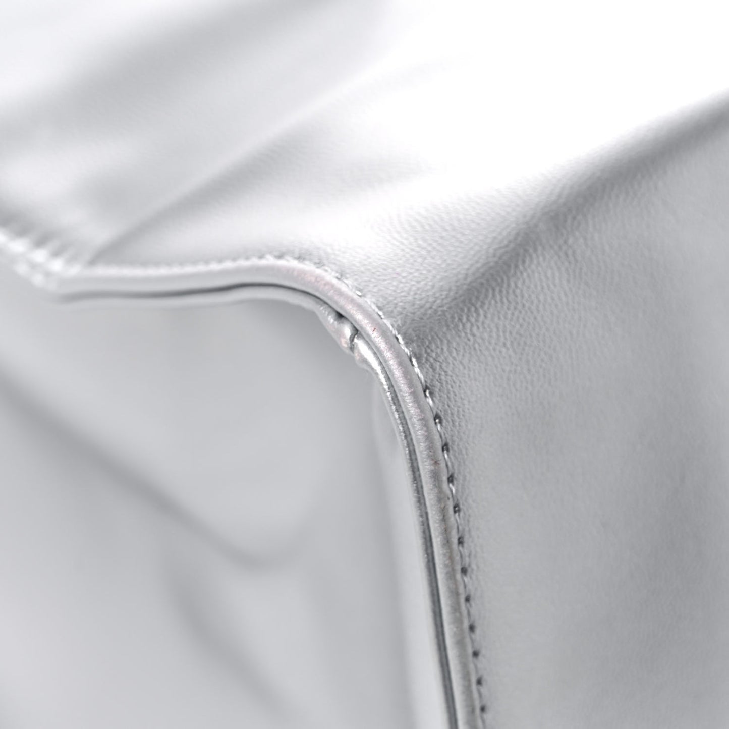 Metallic Vegan Leather Medium Shopping Bag Silver