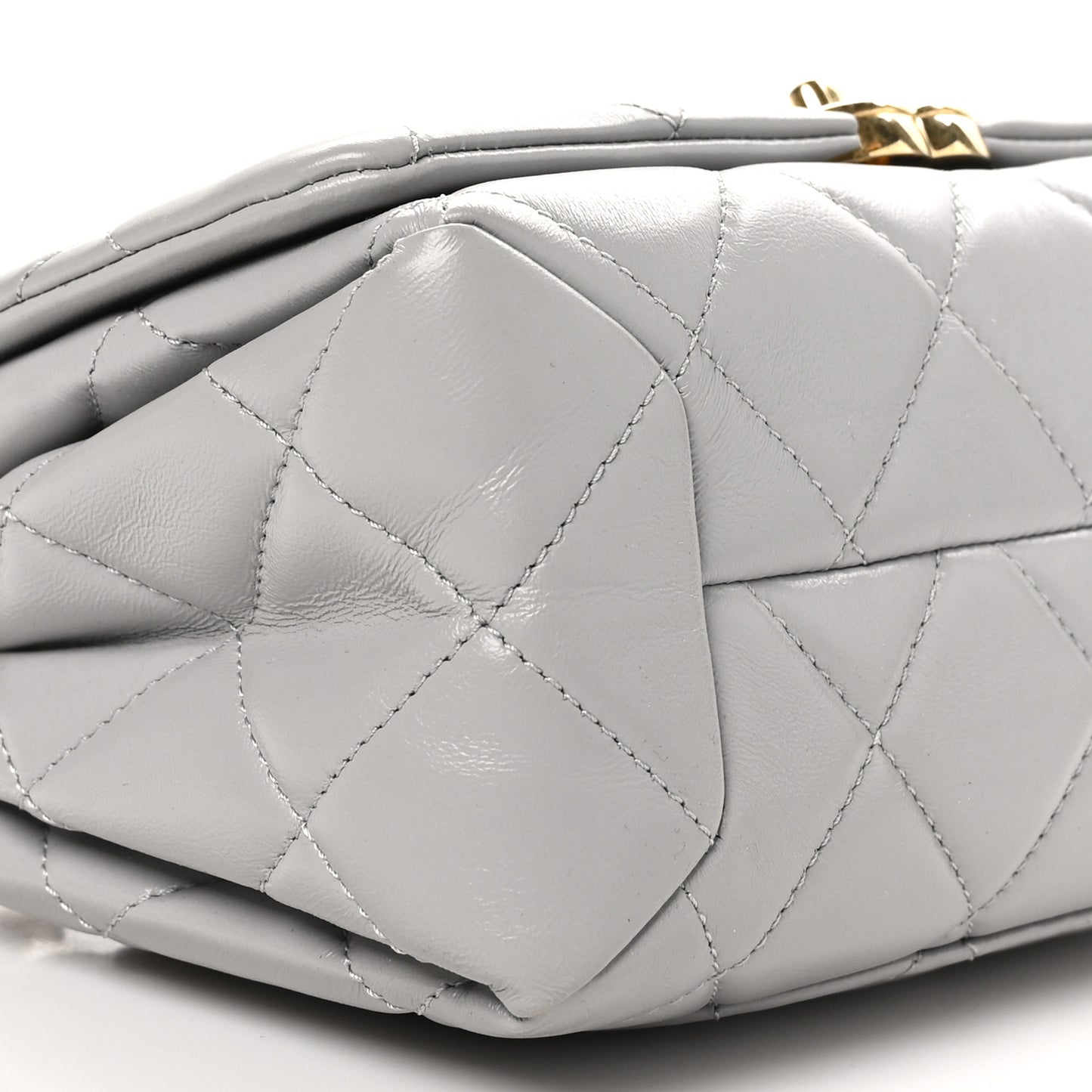 Lambskin Quilted Medium Color Match Flap Grey