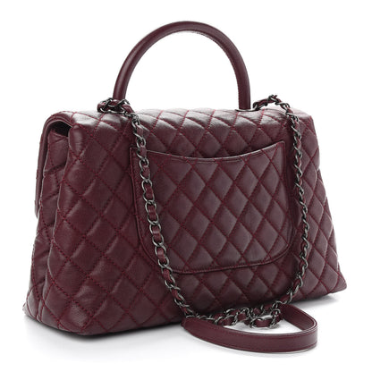 Chanel Caviar Quilted Medium Coco Handle Flap Burgundy 3 of 9