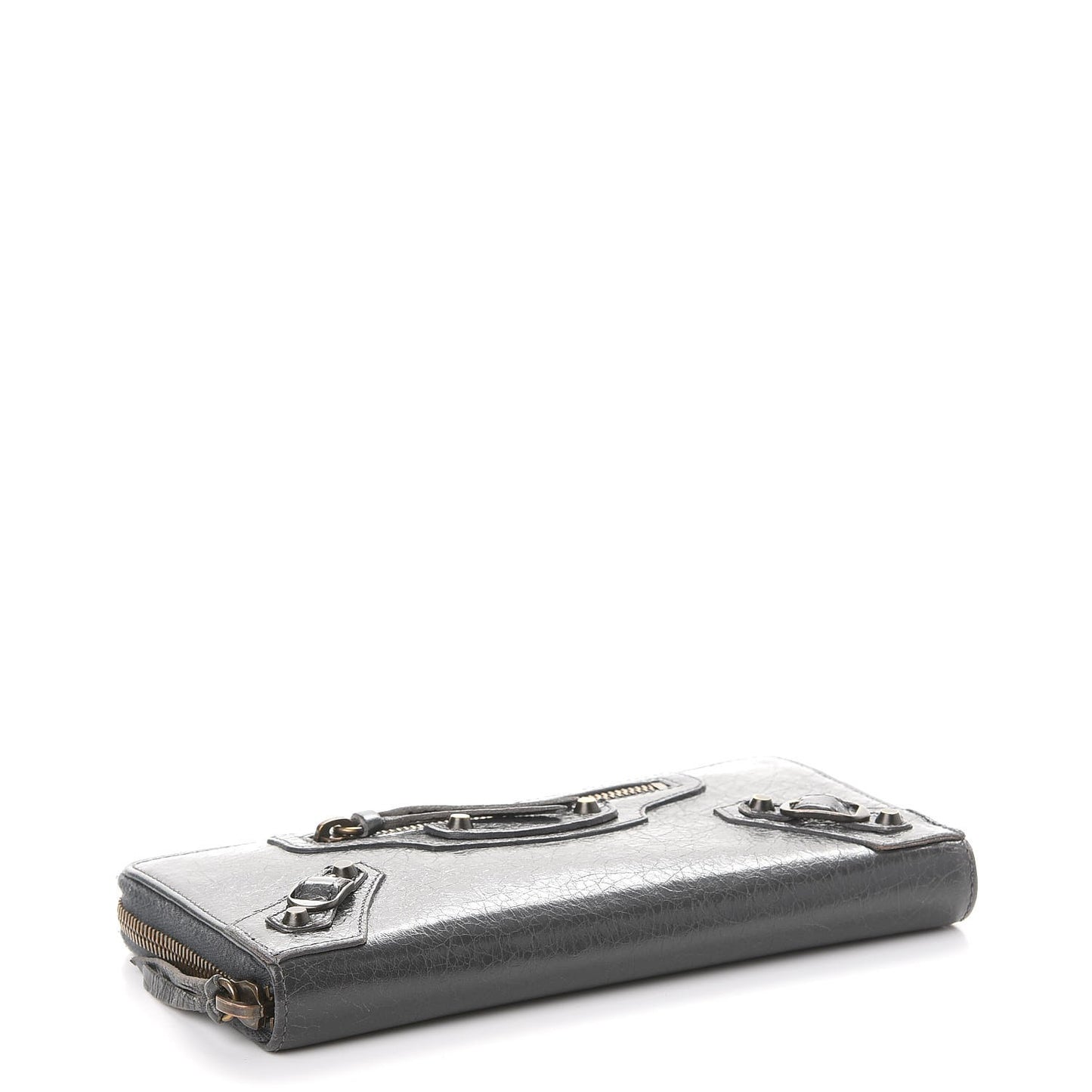 Agneau Classic Hardware Continental Zip Around Wallet Gris Fossile