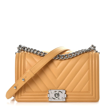 Chanel Calfskin Chevron Quilted Medium Boy Flap Yellow 1 of 9