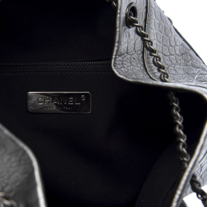Chanel Metallic Calfskin Crocodile Embossed Large Backpack Silver 7 of 10