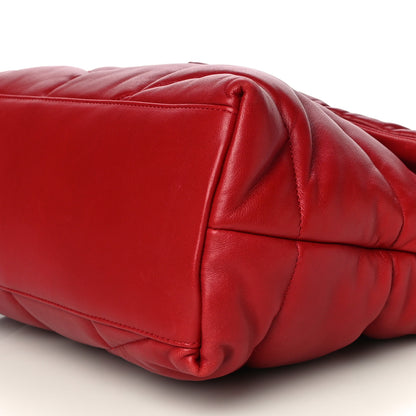 Saint Laurent Lambskin Quilted Medium Loulou Puffer Monogram Chain Satchel Red 11 of 14