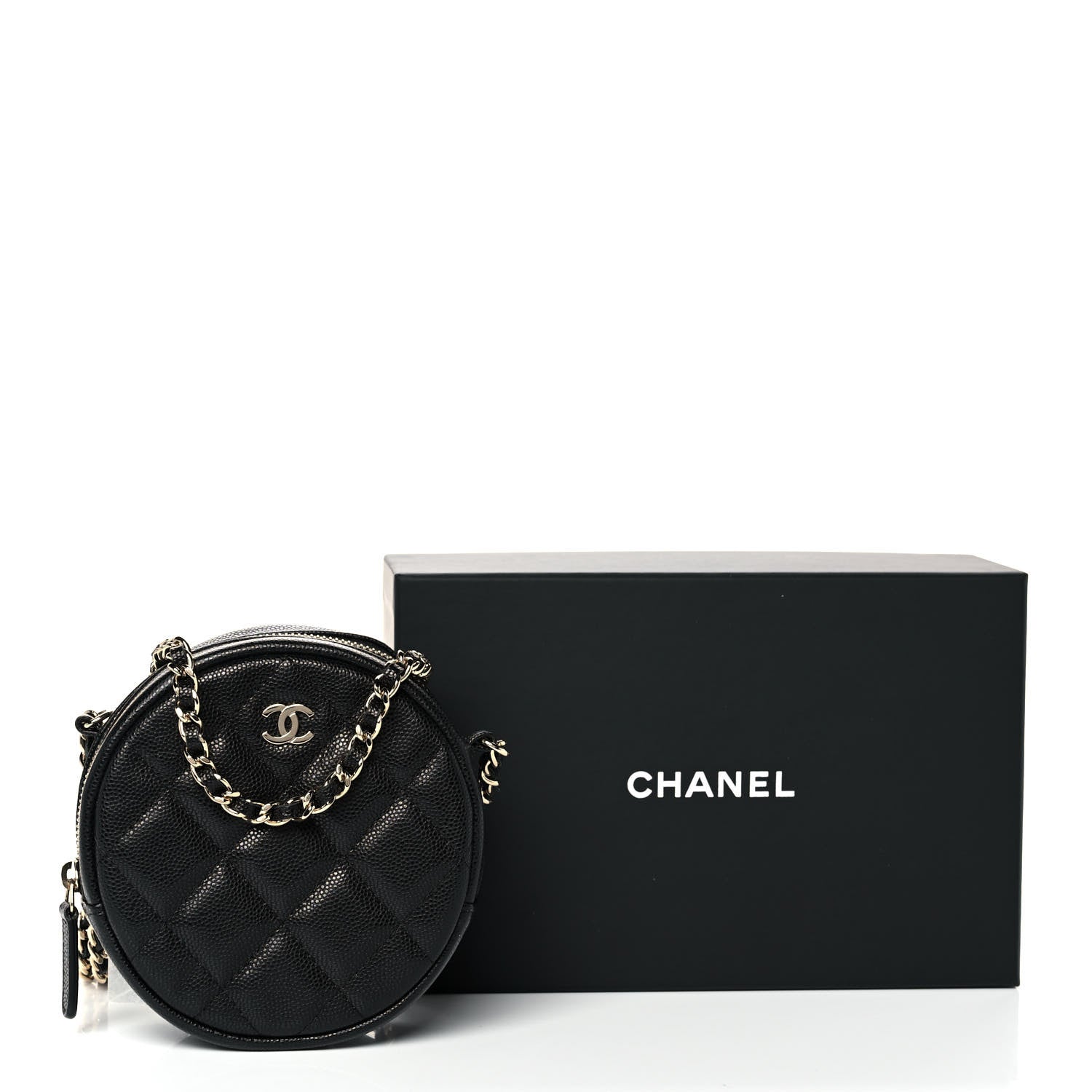 Chanel Caviar Quilted Round Clutch With Chain Black 11 of 11