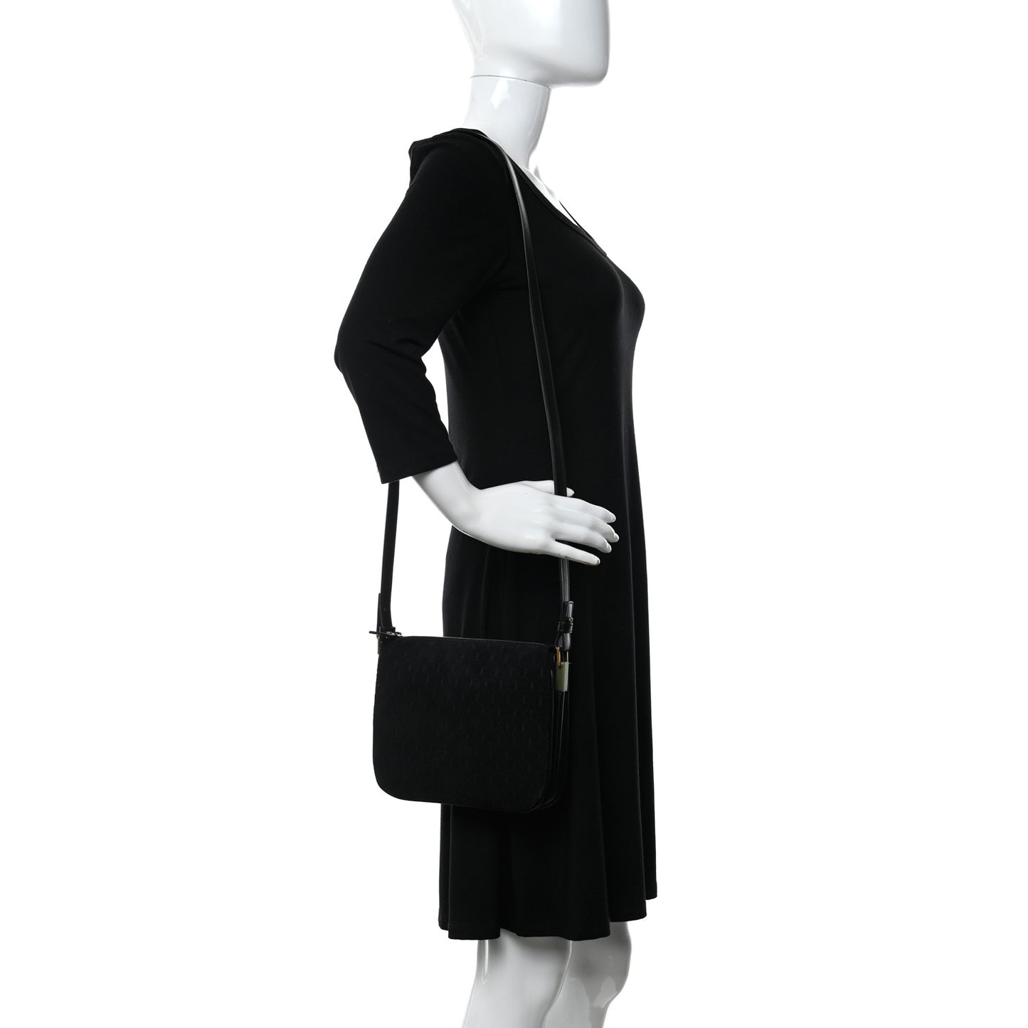Suede All-Over Monogram Crossbody Black