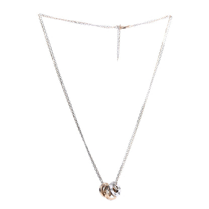 Cartier 18K White Pink Gold Diamond Three Ring LOVE Pendant Necklace 3 of 10