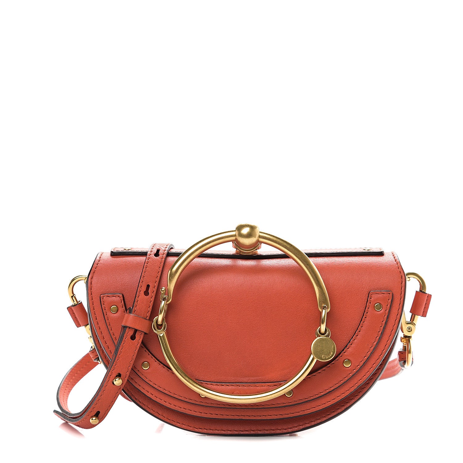 Chloe Calfskin Small Nile Bracelet Minaudiere Bag Sepia Red 1 of 9