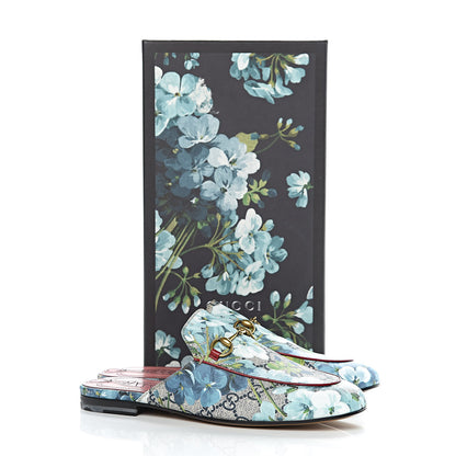 Gucci GG Supreme Monogram Blooms Womens Princetown Slippers 37.5 Beige Blue Navy Hibiscus Red 9 of 9