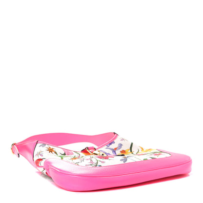 Gucci Canvas Flora Medium Jackie Hobo Fuchsia 3 of 4