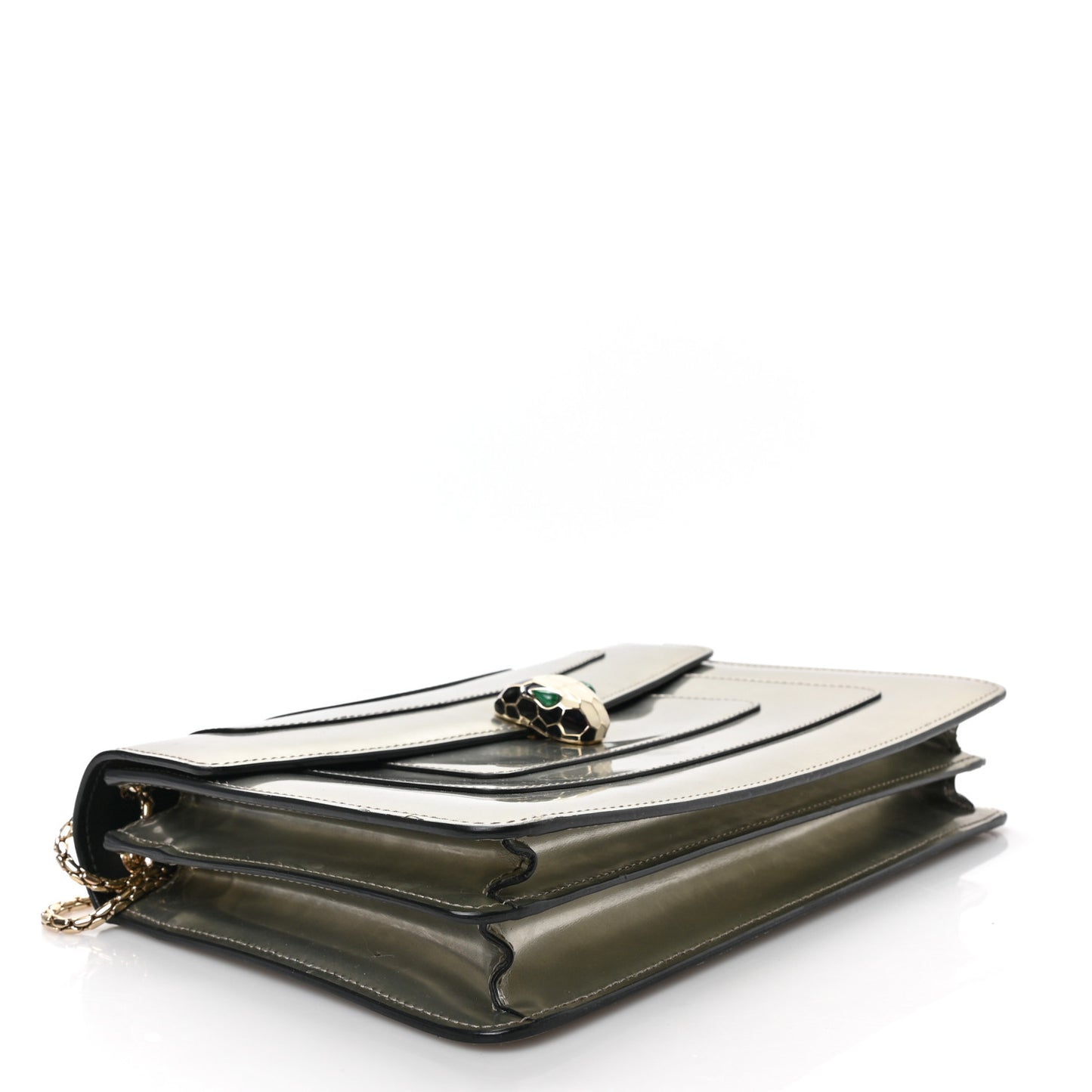 Metallic Calfskin Serpenti Forever Crossbody Bag Silver
