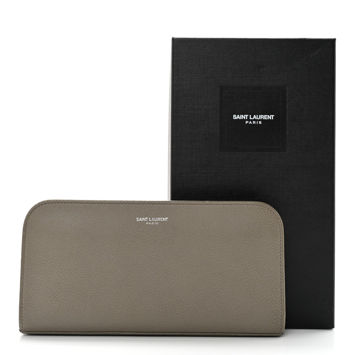 Saint Laurent Grained Calfskin Classic Zip Around Continental Wallet Light Grey 10 of 10