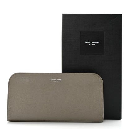 Saint Laurent Grained Calfskin Classic Zip Around Continental Wallet Light Grey 10 of 10