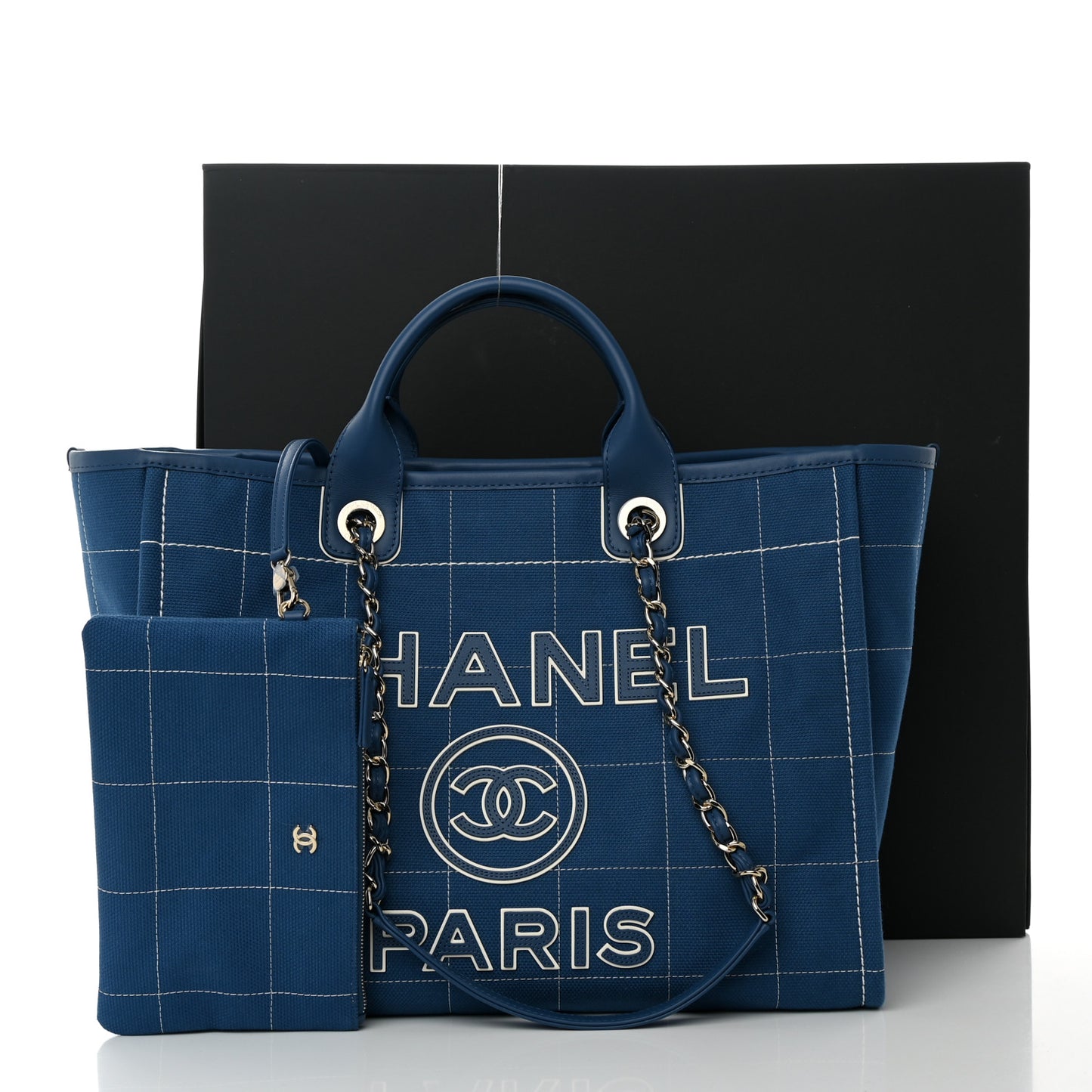 Cotton Medium Deauville Tote Blue White