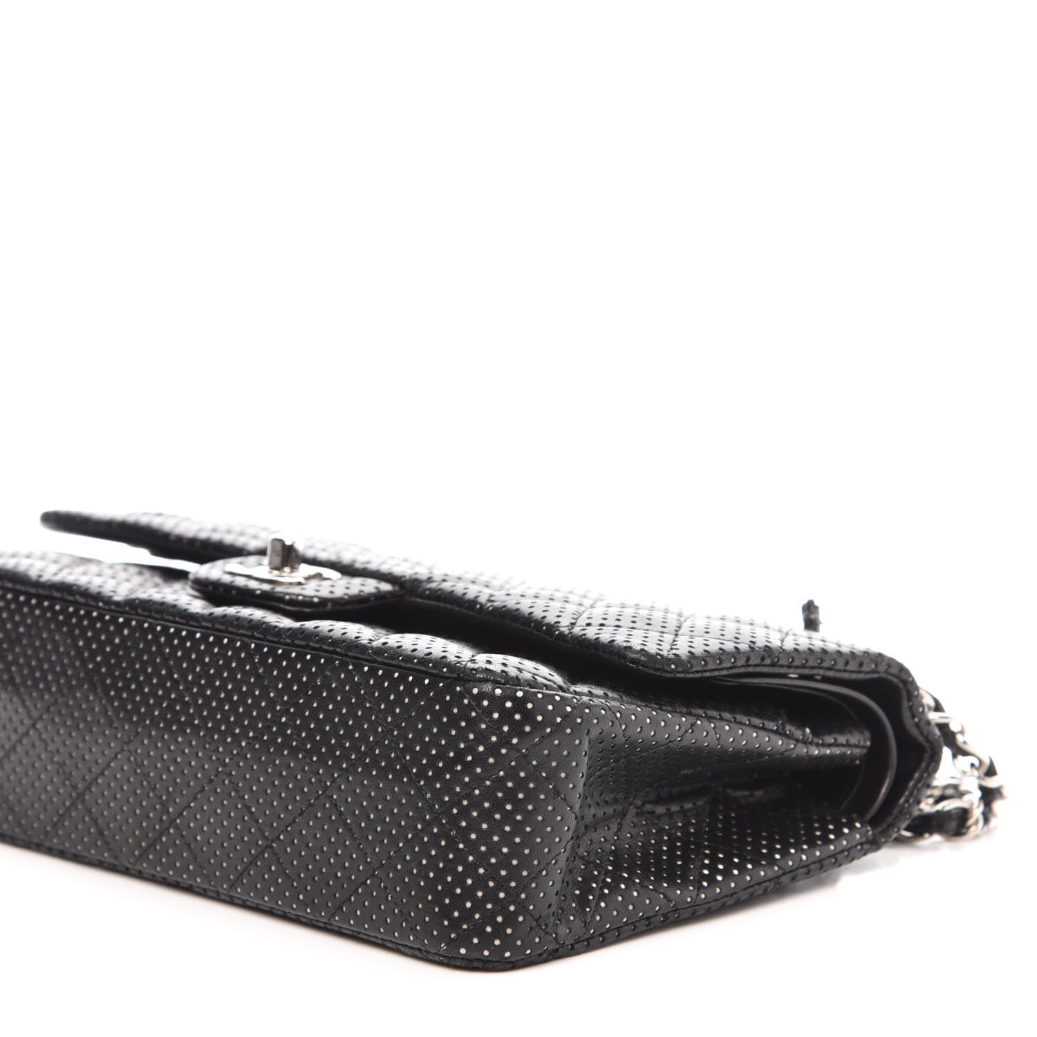 Chanel Lambskin Perforated Medium Double Flap Black 15 of 17