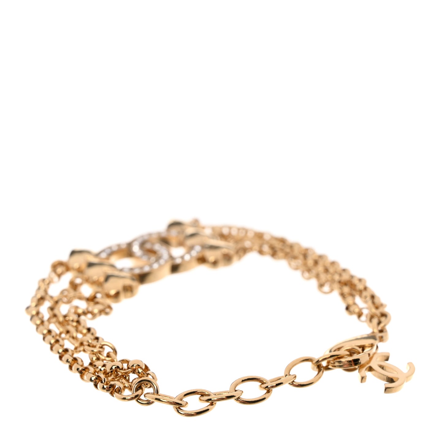 Crystal CC Heart Link Bracelet Gold