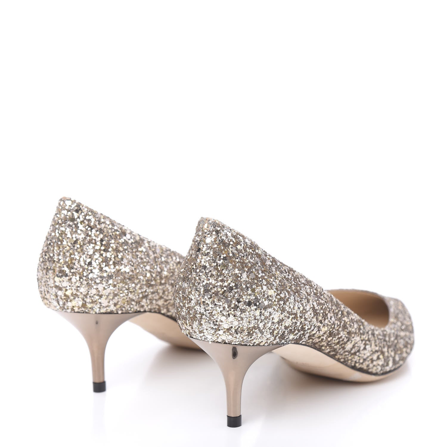 Jimmy Choo Coarse Glitter Fabric Pointy Toe Aza Pumps 37.5 Antique Gold 4 of 8
