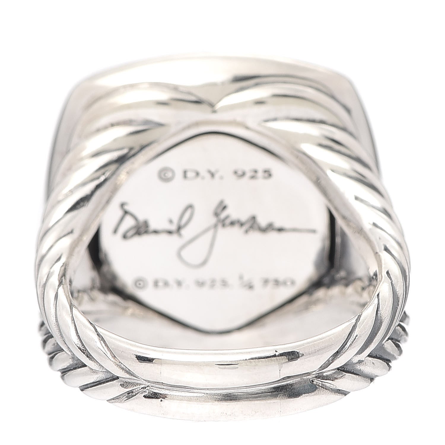 David Yurman Sterling Silver 18K Yellow Gold Diamond 17mm Albion Ring 58 8.5 4 of 6