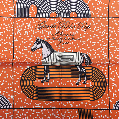 Hermes Silk Garde Robe Pop Scarf 90 Orange Bleu Noir Parme 4 of 6