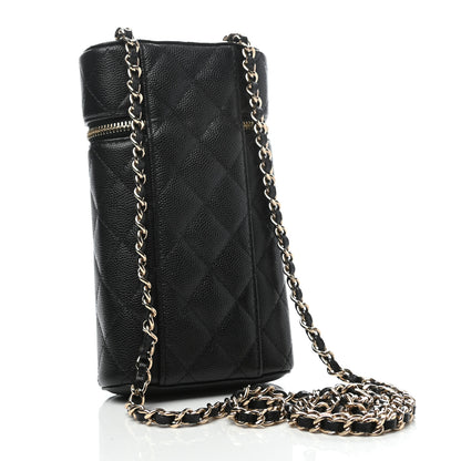 Chanel Caviar Quilted Phone Holder With Chain Black 3 of 9