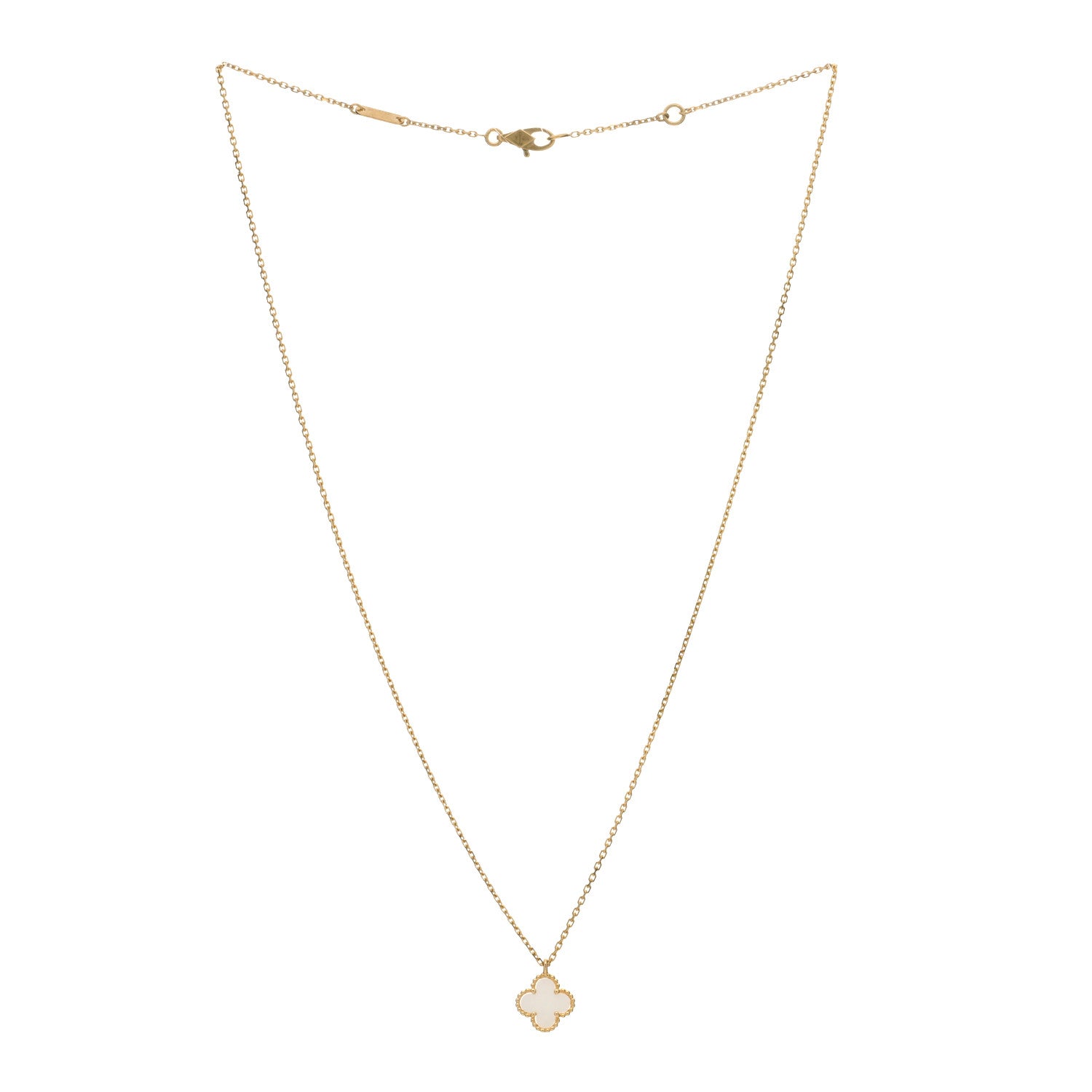 Van Cleef & Arpels 18K Yellow Gold Mother of Pearl Sweet Alhambra Pendant Necklace 2 of 3