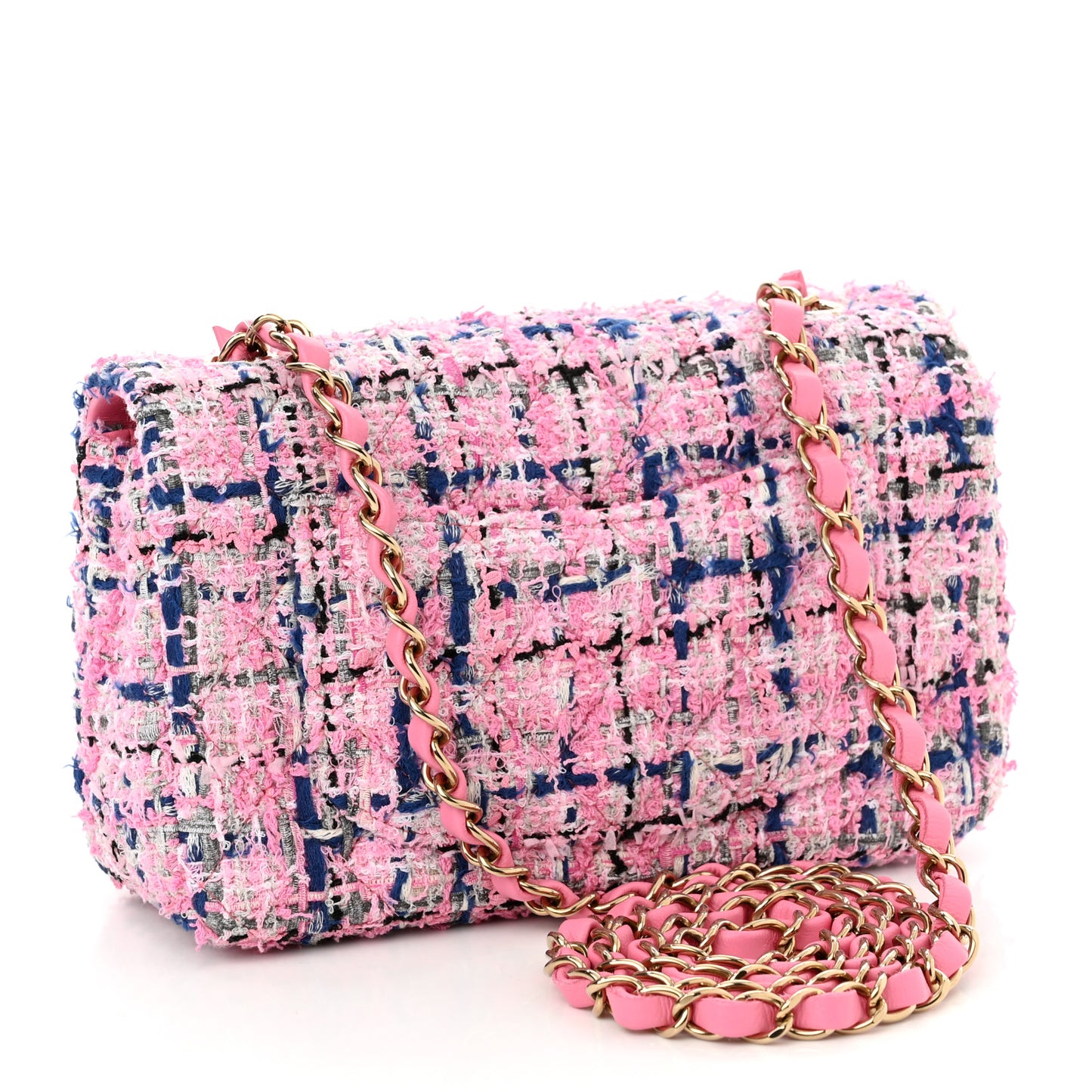 Tweed Quilted Mini Rectangular Flap Pink Multicolor