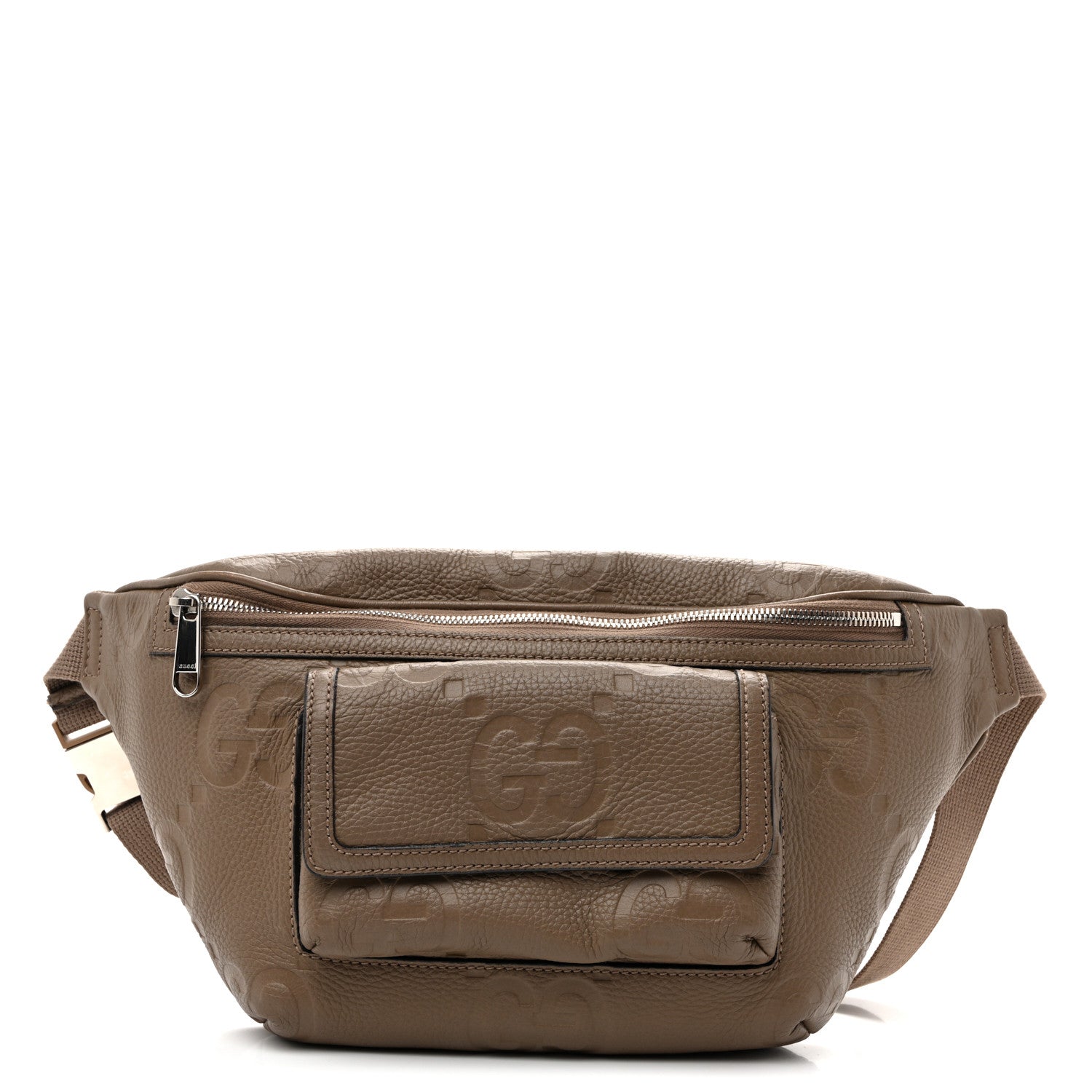 Gucci Piuma Calfskin Jumbo GG Embossed Pocket Belt Bag  Good Taupe 1 of 9
