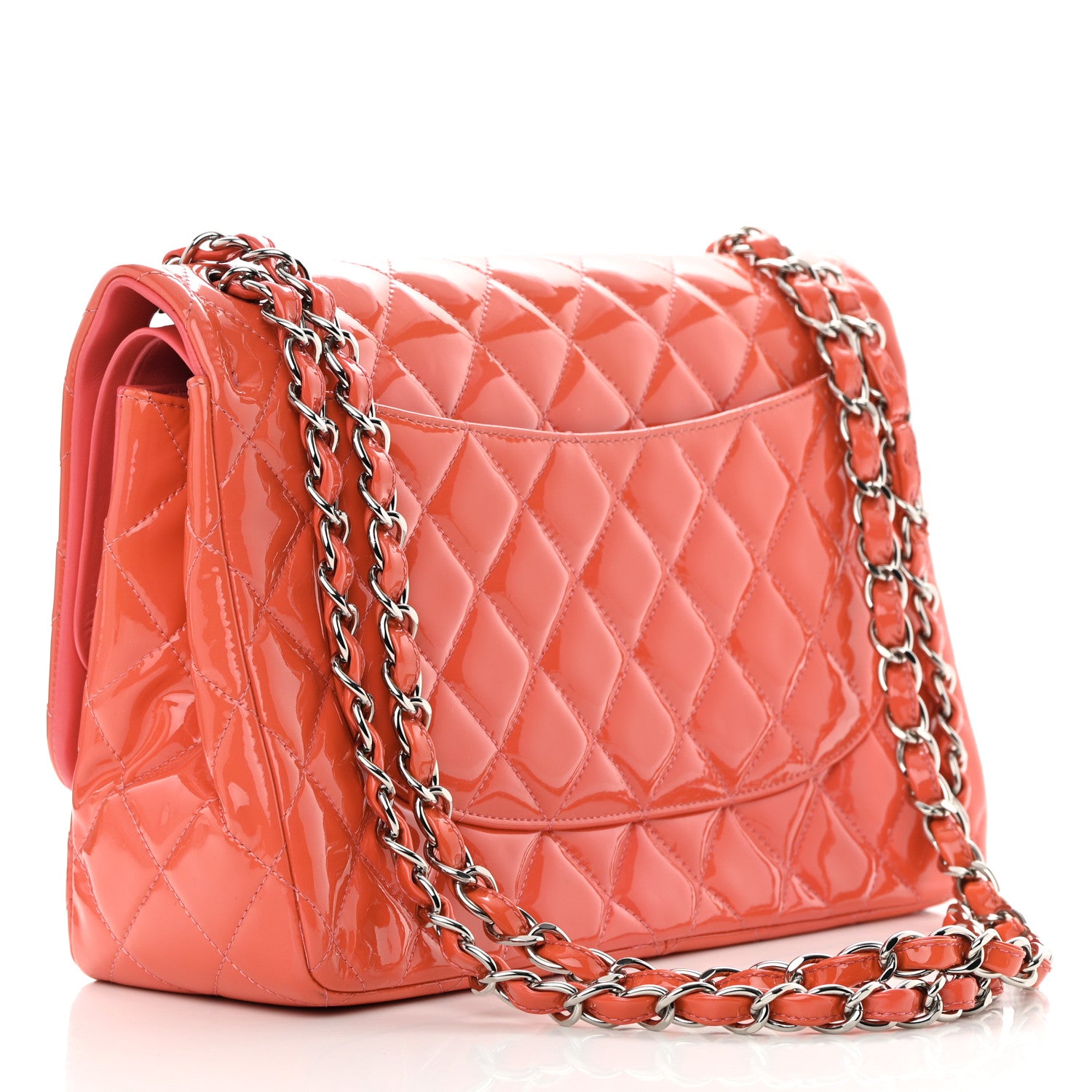 Chanel Patent Quilted Jumbo Double Flap Pink 3 of 14