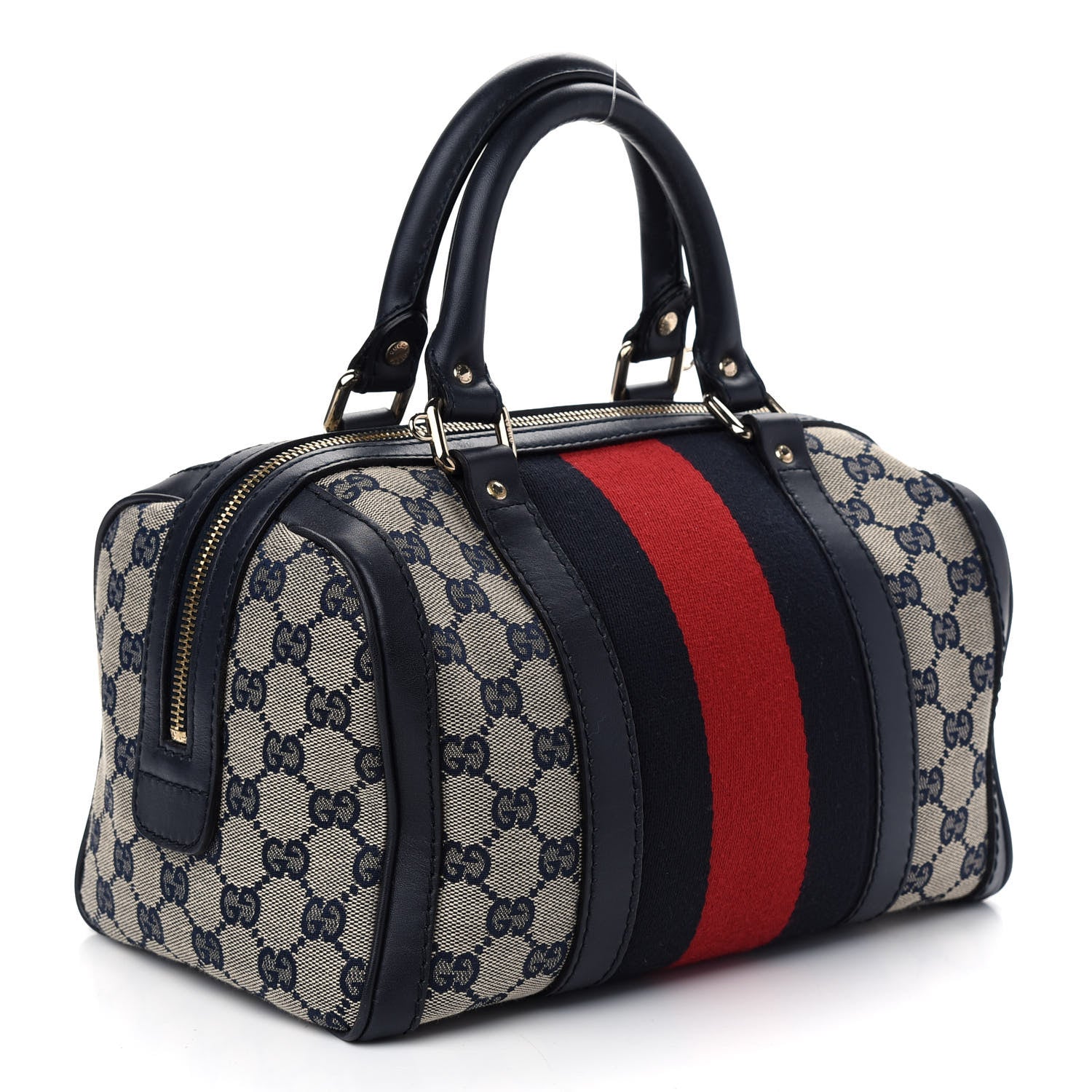 Gucci Monogram Vintage Web Small Boston Navy 3 of 9