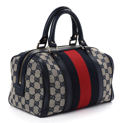 Gucci Monogram Vintage Web Small Boston Navy 3 of 9
