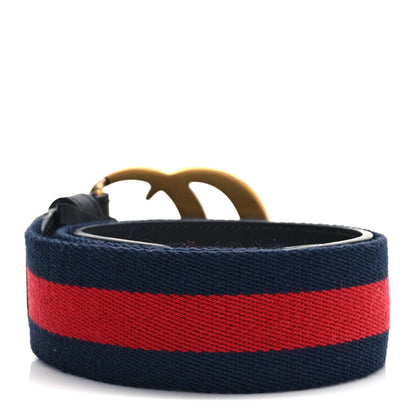 Gucci Nylon Calfskin Double G Web 40mm Belt 65 26 Blue Red Black 2 of 4
