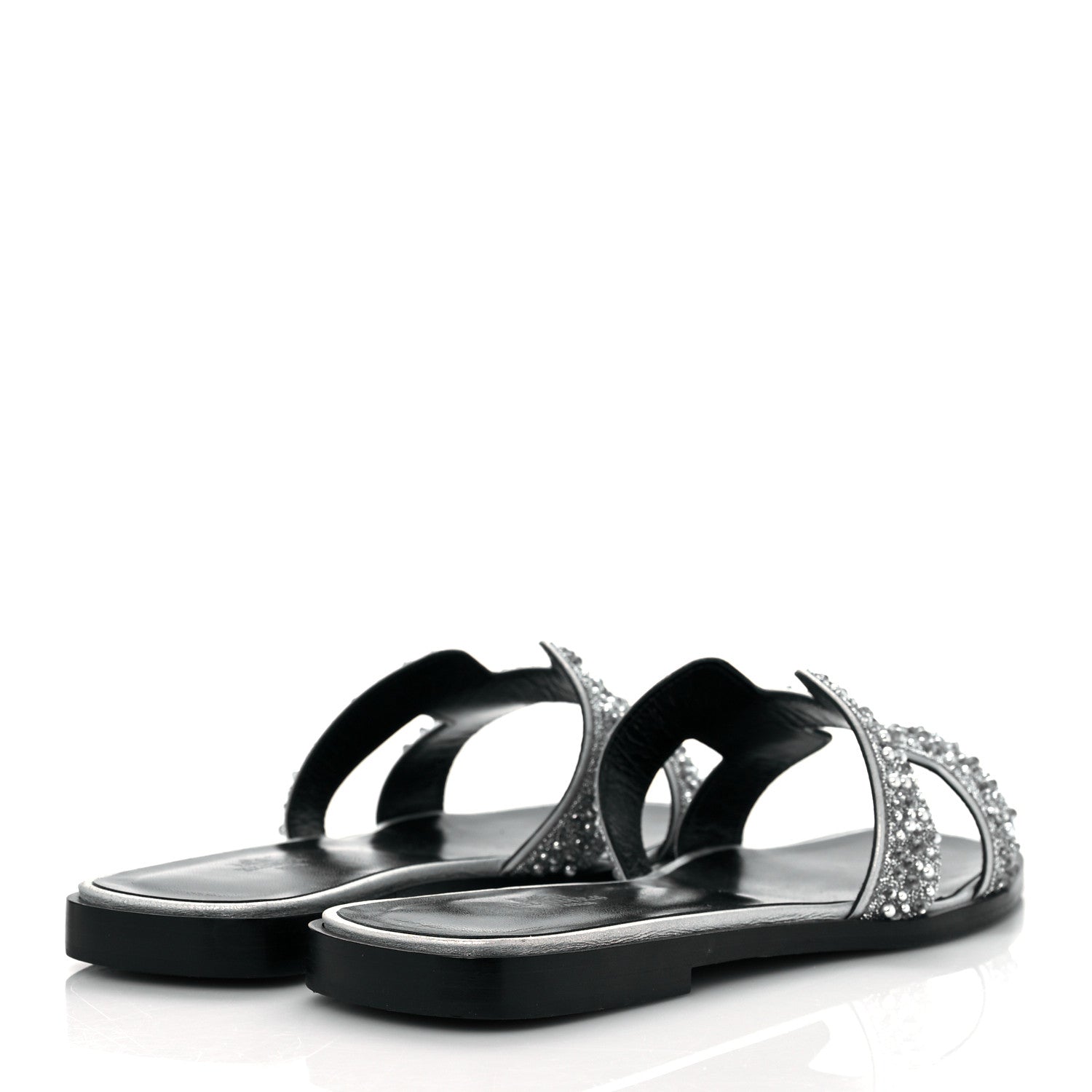 Hermes Velvet Goatskin Crystal Beads Oran Sandals 37.5 Gris Argente 4 of 8