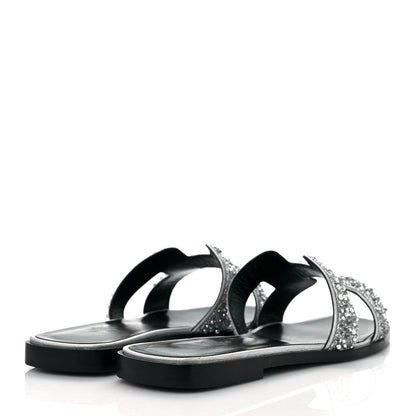 Hermes Velvet Goatskin Crystal Beads Oran Sandals 37.5 Gris Argente 4 of 8