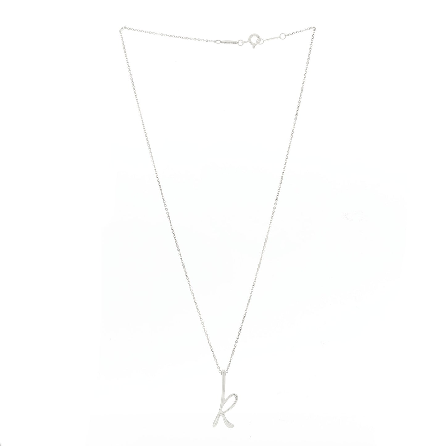 Sterling Silver Elsa Peretti Letter K Pendant Necklace