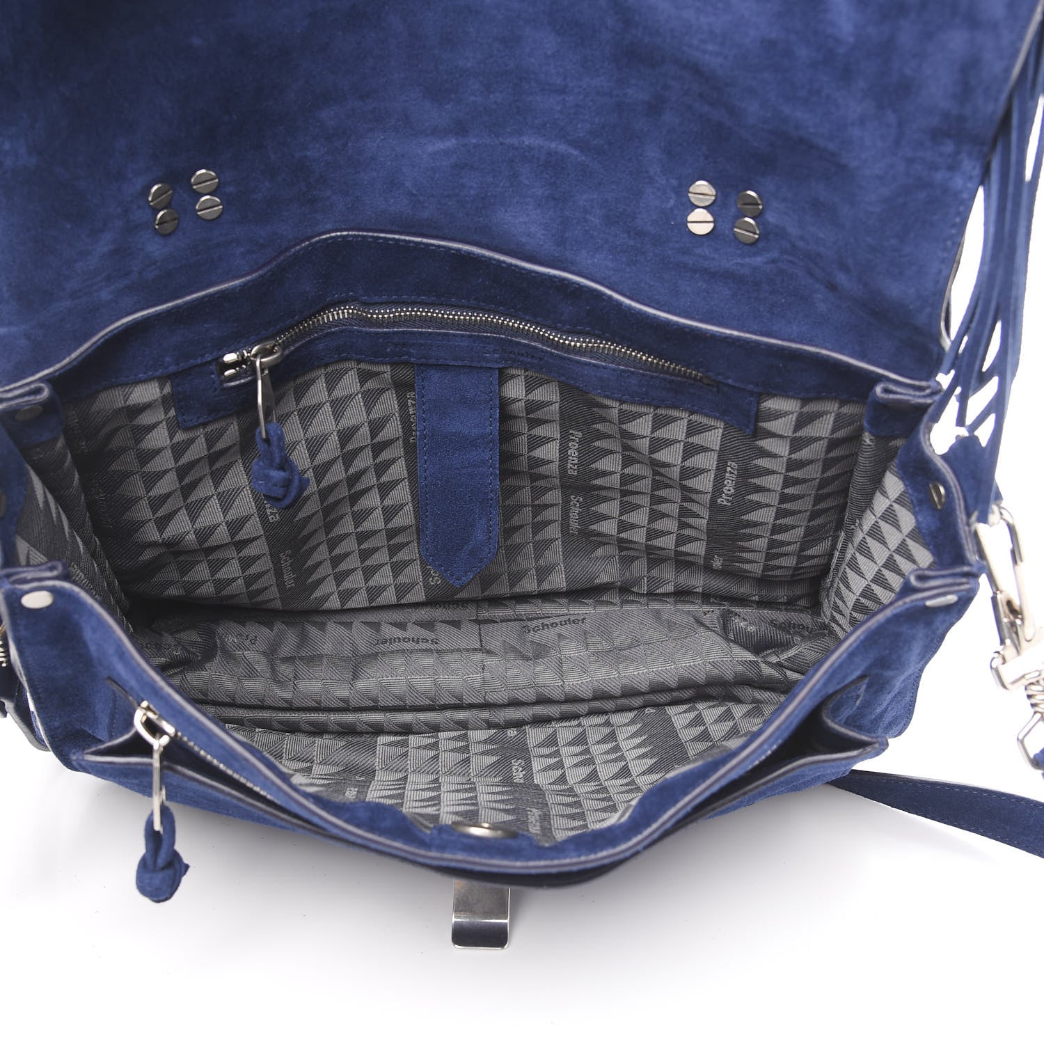 Proenza Schouler Suede Fringe Medium PS1 Satchel Indigo 4 of 8
