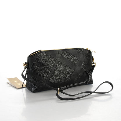 Burberry Signature Grain Calfskin Check Embossed Small Chichester Crossbody Clutch Bag Black 3 of 5