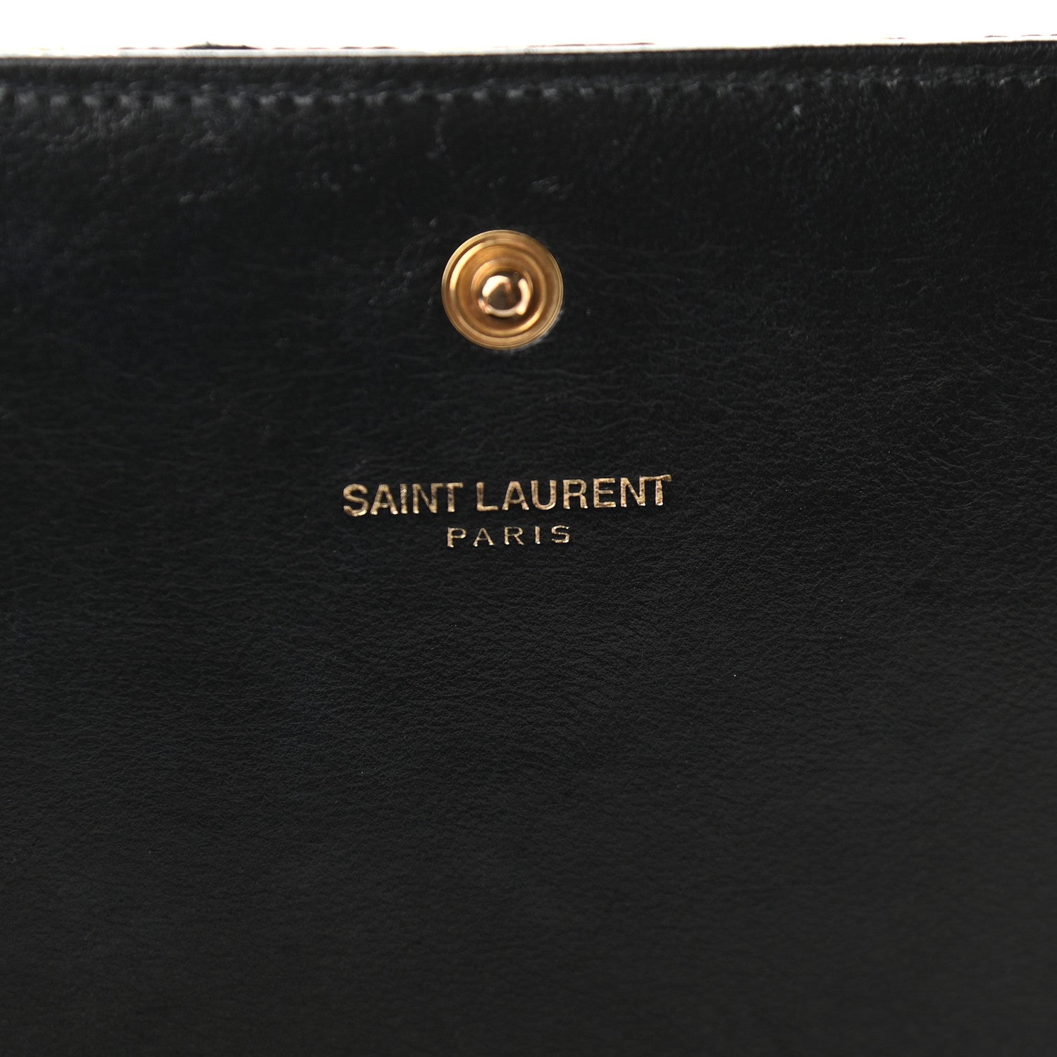 Saint Laurent Canvas Star Print Monogram Chain Wallet Gold Black 6 of 9
