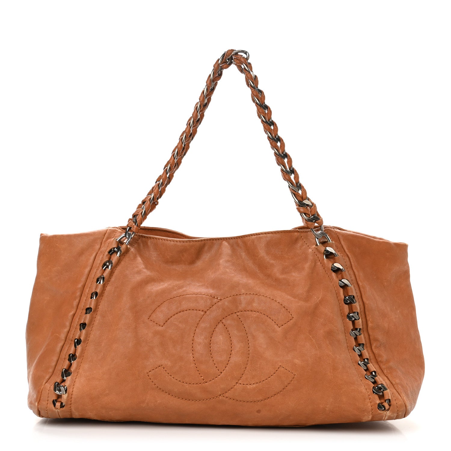 Chanel Calfskin Large East West Modern Chain Tote Dark Beige 1 of 16