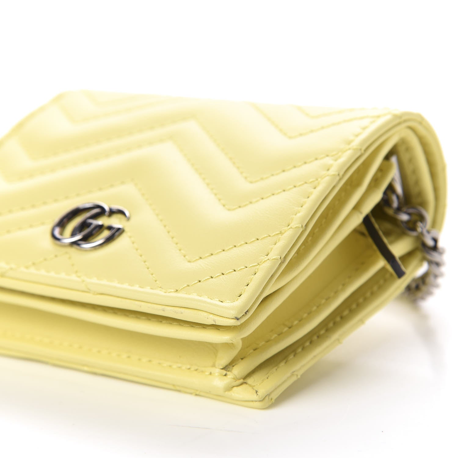 Gucci Calfskin Matelasse Mini GG Marmont Wallet On Chain Banana 11 of 12