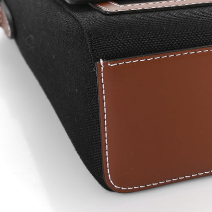 Burberry Canvas Horseferry Print Note Crossbody Bag Black Tan 7 of 8