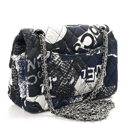 Chanel Jersey Quilted Camellia 2.55 Reissue Mini Flap Black Blue White 3 of 11