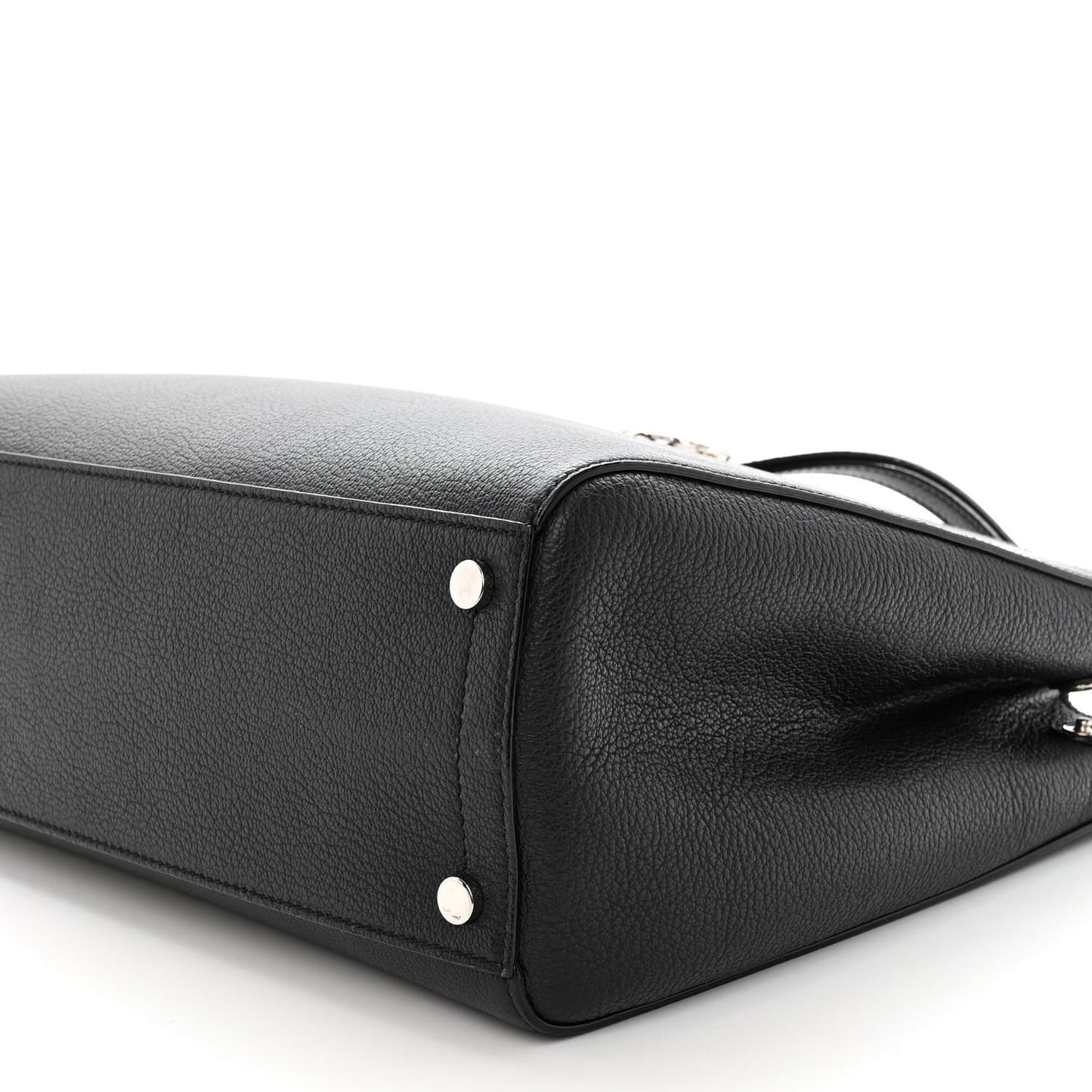 Calfskin Large Varenne Logo Top Handle Satchel Black
