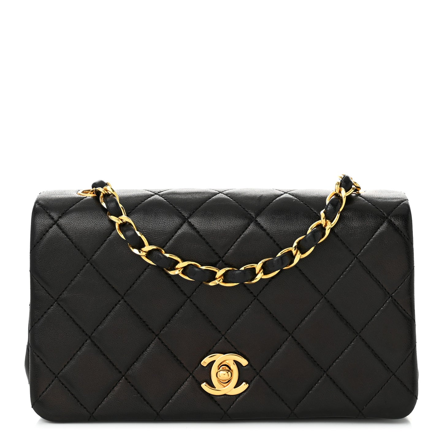 Lambskin Quilted Small Single Flap Black
